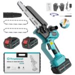 Mini Kettensäge mit 2 Akku,Bürstenloser Motor,8000mAh/21V Kleine Kettensäge Elektrisch,1200W Einhand Kettensäge,8“ Astsäge Akku Motorsäge,Baumsäge Elektrisch für Gartenscheren Holzschneidenz DIY