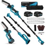 panthem Akku Hochentaster Ast Kettensäge Profi-Astsäge für Makita 18V, 2 IN 1 Mini 6 zoll Akku Kettensäge Teleskop with akku 21V 4000mAh Elektro teleskopsäge Astsäge Arbeitshöhe bis 4,5m