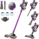 Dunifah Akku Staubsauger Kabellos 45000Pa 550W Akkusauger - Bis zu 65 Min Laufzeit mit LED Display und Anti Tangle Bürste Für Tierhaare Hartböden Teppich