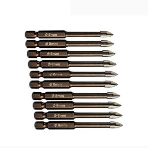 Hartmetall-Glasbohrer-Set Legierungskarbid-Spitze mit 4 Schneidkanten Fliesen & amp;Glas-Kreuzspeerkopf-Bohrer(10pcs 6mm)