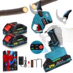 Yanhama Akku Astschere 50mm Akku 2*2000mAh Bürstenloser Motor 4-Stufen Öffnung SK5-Stahlklingen Elektrische Bypass-Gartenschere mit LCD-Schnittzählerm Elektrische Astschere für Garten Äste Obstgärten