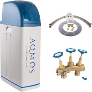 Aqmos R2D2-48 Wasserenthärtungsanlage mit Anschlussset 1" und Montageblock 1" | Wasserenthärter für Haushalte bis zu 5 Personen | Entkalkungsanlage Antikalkanlage Entkalker für weiches Wasser