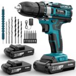 Sundpey Akkuschrauber Set mit 2 Akkus 2,0Ah, 21V Akkubohrer und Schrauber, 1500U/min 45Nm Max Akku Bohrschrauber mit 2-Gang, 18+1 Drehmomentstufen, 10mm Bohrfutter, LED-Licht Für Haus Reparatur & DIY