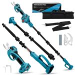 Akku Elektrische Astschere Gartenschere Mit Teleskop Stange 45mm Kompatibel mit Makita 18V Bürstenlosen Motor LCD-Display zum Beschneiden von Bäumen und Obstbäumen（ohne Akku)