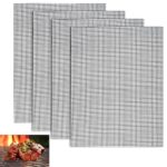 Grillmatte 40 × 30 cm, 4 Stück Antihaft Grillgitter in Schwarz, Wiederverwendbar, Hitzebeständig Grillmatte für Gasgrill, Holzkohle, Elektrogrill, Luftfritteuse