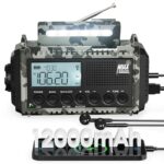 12000 mAh Kurbelradio | Notfallradio mit Kurbel & Solar | AM/FM Radio mit Weltempfanger | Tragbare Dynamo Radio | Als Ladegerät & Taschenlampe & Leseleuchte, Fur Camping, Notfall, Stromausfall