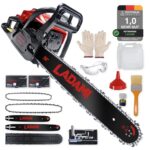 LADAMI Benzin Kettensäge 58CC Profi,2-Takt-Motorsäge,3,5PS Motorkettensäge mit 20 Zoll&16 Zoll Schwert,2 Ketten,Vibrationsdämpfung,Sicherheitsschalter,Benzin-Baumpflegesäge für Holzfällen,Gartenarbeit