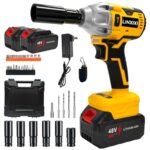 Schlagschrauber Akku 500Nm für Makita 18V Batterie 3000RPM mit 2 * 2,0Ah Akku 1/2 Zoll Bürstenloser mit 6 Schlagbuchsen für Schraube und Mutter Auto LKW Reifen Removal