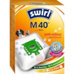 Swirl M 40 EcoPor Anti-Geruch Staubsaugerbeutel (4 Beutel), reißfeste Staubbeutel für einige Miele & Hoover Staubsauger, mit Geruchsfilter, 99,9% Filterung von Hausstaub & allergenem Feinstaub