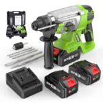 TaskStar Akku Bohrhammer 21V, 2,3J Brushless Schlagbohrmaschine, 2x4,0 Ah Akkus und Ladegerätfür, 4 SDS-Plus-Bohrern, 4 Funktionen – Tragbares Multifunktions-Bohrhammer-Kit für Beton/Stahl/Holz