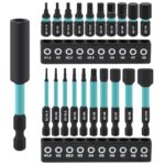 MIGUBIGU 21-tlg Inbus Bit Set 1/4 mit Bit Verlängerung, 25 mm + 60 mm Hex Sechskant Schraubendreher Bits Set H1.5-H10 mit Lagerhalter, Inbus Bitsatz Sechskant, Hexagon Innensechskant für Akkuschrauber