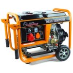 KnappWulf KW5500-3 Diesel Stromerzeuger Notstromaggregat Generator Stromgenerator 5000Watt 1x 230V 1x 400V 1x 12V Steckdosen inkl. Ölmangelsicherung Transportgriffe und Transporträder.