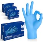 The Real Touch Einweghandschuhe, Blau Nitrilhandschuhe - Box mit 100 Stück, Einmalhandschuhe Puderfrei und Latexfrei, Nitril Handschuhe Einweg für Küche und Reinigung (Blau, M)