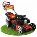 HECHT 5-IN-1 Benzin Rasenmäher – leistungsstarker 4 Takt Eco Motor 4,4 kW (6,0 PS) – Elektrostart – 53 cm Schnittbreite – 75 l Fangkorb – Radantrieb – patentierte Räder – Mulchmäher