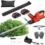 Akku Heckenschere Profi Hecken 21V, Elektrische Heckenschere mit akku, 51cm Schnittlänge, 15mm Zahnabstand Dual Schnittklingen, Akku Grasschere Strauchschere für Hohe Hecken