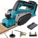 Akku-Hobel Kompatibel mit Makita 18V Akku – Einhandhobel mit 16500RPM, 0-2 mm Einstellbare Hobeltiefe Hobelbreite 82 mm für Holzbearbeitung, Handgeführte Elektrische Holzhobelmaschine(Ohne Akku)