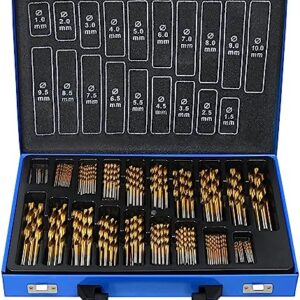 CAVATINY 170-teilig Metallbohrer Set Metallbohrersortiment HSS geschliffen,Split Point Handbohrmaschine Spiralbohrer Bohrersets Profi-Steinbohrersatz,Bohren in Edelstahl/Stahl/Holz/Gusseisen/Aluminium