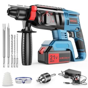 Tdyon Akku-Bohrhammer 21V mit bürstenlosem Motor und 2x 4,0 Ah Akkus