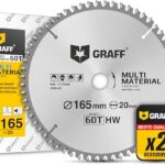 GRAFF Sägeblatt 165x20 Metall Holz Aluminium Laminat Kunststoff – Multi Material Kreissägeblatt 165x20 mm für Kappsäge, Tauschsäge, Tischkreissäge, Akku Handkreissäge – Professional Sägeblatt 165x20