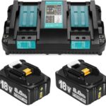 Ersatzakku für Makita Akku 18V mit Ladegerät für DC18RD 2 Stück Ersatzakku für Makita Akku 18V 8.0Ah BL1860B BL1860 BL1820 1830B 1840B 1850B LXT400 mit LED Anzeige (2akku+ladegerät)