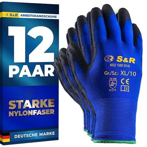 S&R Arbeitshandschuhe Herren, Handschuhe Arbeitshandschuhe, Gartenhandschuhe, Schutzhandschuhe, Mechaniker Handschuhe, Montagehandschuhe, Sicherheitshandschuhe, Arbeitsschutzhandschuhe, Work gloves