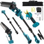 Akku Hochentaster Ast Kettensäge Profi Astsäge kompatibel mit Makita 18V (ohne Akku), 4 IN 1 Mini 6 zoll Akku Kettensäge und Astschere Teleskop Elektro teleskopsäge Arbeitshöhe bis 4,6m