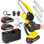 Lmozim Mini Kettensäge mit Akku 6 Zoll, Akku Kettensäge mit Automatischer Öler und Ersatzkette, 2 x 2000mAh Akku Säge Handkettensäge Akku für Gartenscheren Astschere Holzschneidenz