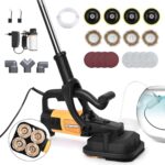 3800W Betonschleifer inkl. 4X Schleiftopf 100mm | 6-stufigen | 6000U/m | Betonfräse mit Absaughaube & Lang Handgriff, Sanierungsfräse Putzfräse Winkelschleifer Set, zum Abziehen von Beton, Fliesenkleb