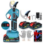 Yanhama Akku Astschere 40mm Schnittdurchmesser 4-Stufen Öffnung SK5-Stahlklingen Bürstenlosem Motor 2 * 2000mAH Akkus Elektrische Gartenschere - Geschenk für Gärtner & Obstbauern