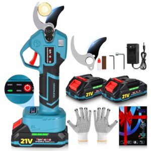 Yanhama Akku Astschere 40mm Schnittdurchmesser 4-Stufen Öffnung SK5-Stahlklingen Bürstenlosem Motor 2 * 2000mAH Akkus Elektrische Gartenschere - Geschenk für Gärtner & Obstbauern