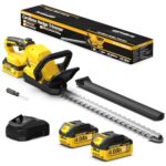 SundpeyPRO 53cm Akku Heckenschere mit 2x4.0Ah Akkus und Ladegerät - Elektrische Heckenschere mit 21-Zoll Schnittlänge, 16mm Zahnabstand, 180° drehbarer Griff, Heckenschneider für Garten und Sträucher