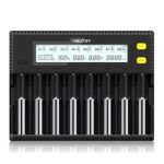 18650 Akkuladegerät, 8 Bay MiBOXER Akkuladegerät mit LCD Display Automatische Schnellladung Li-Ion LiFePO4 NI-MH NI-Cd AA AAA C 21700 26650 13650 16340 18350 18350 18700 RCR123 C8