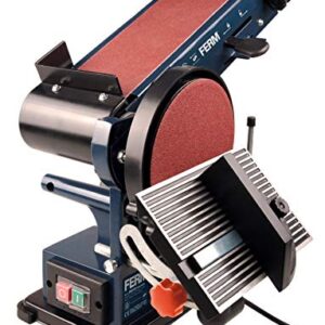 Ferm Bandschleifmaschine – 350W – 150mm - einschl. 2 Schleifbänder (P80 & P120) und 2 Schleifscheiben (P80 & P120), BGM1022