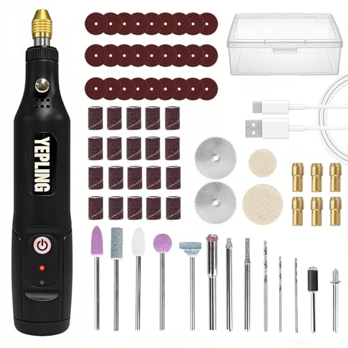 YEPLING Akku-Rotationswerkzeug, 3,7 V Li-Ion 15000 U/min Elektrisches DIY-Mini-Poliergerät-Set, 72-teiliges Zubehör USB-Akku-Multifunktionswerkzeug, ideal zum Nagelpolieren und für leichte Arbeiten