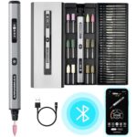 Elektrischer Mini-Gravierstift von ARROWMAX, HollowCup-Motor, 42 Bits mit Aluminiumgehäuse, OLED, magnetische Ladung, Mini-Rotationswerkzeug, Gravierstift für Metall, Holz, Glas, Kunststoff (SGS PRO)