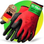 WOLFSFELLER 10 Paar robuste & komfortable Handschuhe Arbeitshandschuhe Herren Gr 10 - Arbeitshandschuhe Damen - Gartenhandschuhe Herren - Mechaniker Handschuhe mit Latex Beschichtung.