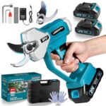 Elektrische Astschere für Makita 18V Akku, 600W Professionelle Akku Gartenschere mit 2x 2000mAh Batterie, Handgeführte Bürstenloser Motor Gartenschere mit LCD Schnittzählerm, 35mm Schneiddurchmesser