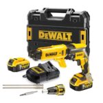 DeWalt Akku-Trockenbauschrauber/Schnellbauschrauber (18 Volt, 5.0 Ah, bürstenlos, inkl. Magazinvorsatz DCF6201, 2x XR Li-Ion Akkus, System-Schnellladegerät, Tstak Box II), DCF620P2K