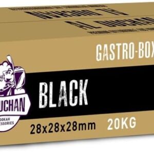 Shisha Kohle Naturkohle – Premium Kokoskohle für Wasserpfeife – 1KG, 4KG, 10KG, 20KG – Hohe Hitze, Lange Brenndauer (Black 28x28x28mm 20KG)