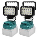 2PCS Kabellose LED-Lampe für MAKITA 18V Akku, 58W 4800lm LED Arbeitsleucht Breitstrahl-Flutlicht mit USB- und Typ-C-Ladeanschlüssen, Taschenlampe für Notfälle