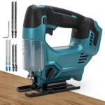 Akku Stichsäge Kompatibel mit Makita 18V Akku, Stufenlos Regelbar Bürstenlose 0–45° Gehrungswinkel Elektrische Kabellose Stichsäge für Holz und Metall