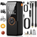 Elektrische Luftpumpe, Luftpumpe Elektrisch mit 10000mAh Akku, 150PSI Tragbar Mini Kompressor mit Manometer, Fahrradpumpe Elektrisch mit Digital LCD Bildschirm für Fahrräder, Motorräder, Auto & Bälle