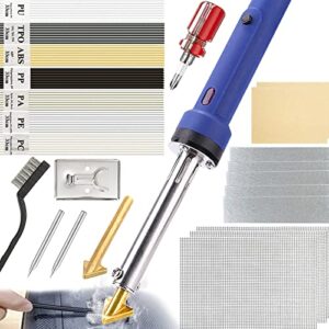 Kunststoff Schweißgerät, 100W Kunststoff Schweißen mit 7 Typen 56 Schweißstäbe,Kunststoff Reparaturset für Autos Stoßstange Schweißen,2 in 1 Plastikschweissgerät mit 2 Schweißspitze 2 Lötkolbenspitzen