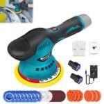 Poliermaschine Akku 12V, Exzenter Poliermaschine mit 2x Akkus, Auto Poliermaschine Set 22 pcs, Exzenter Polierer, 8 Geschwindigkeit Wachsmaschine für Autopflege, Polieren, Wachsen, Kratzerentfernung