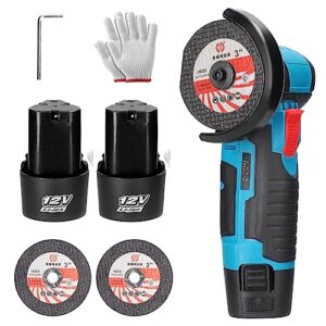 Weytoll Mini Winkelschleifer, Akku Winkelschleifer mit 2 Batterien, 12V 1500mAh, 15000RPM mit Zwei Sägeblättern Elektrisches Schleifwerkzeug-76mm, Angle Grinder, Trennen und Polieren von Fliesen