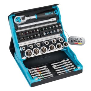 HAZET SmartCase Steckschlüsselsatz 2200SC-2 I 50-teiliges Werkzeug Steckschlüssel-Set, Antrieb: Sechs- und Vierkant 6,3 mm (1/4 Zoll), mobiler Werkzeugkoffer Made in Germany
