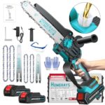 Mini Kettensäge mit Akku 4000mAh, 8-Zoll & 6-Zoll Mini Kettensäge Elektro mit Automatischer Öler und 2 * 2000mAh Bürstenlose Handkettensäge Akku für Gartenscheren Astschere Holzschneidenz