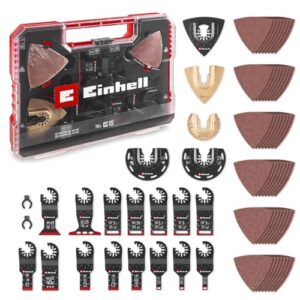 Original Einhell XXL-CASE 70-tlg. Multitool-Set (BiM/CrV-Tauchsägeblätter, HCS/HM/BiM-Halbrund-Sägeblätter, HM-Delta-Raspel, Delta-Trägerplatte, Schleifpapier, Dremel-Adapter)