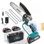 Akku Kettensäge 6 Zoll, Goldsea Mini Kettensäge mit Akku 2 x 3000mAh 18V, Elektrische Astsäge Handkettensäge für Garten baumschnitt und Brennholz