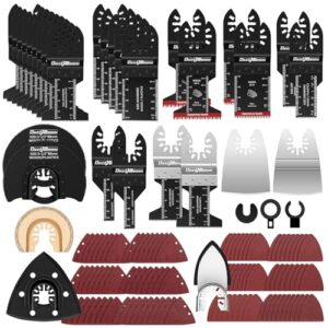 DazzBoom 135 tlg Multitool Sägeblätter, Mehrfachwerkzeug Zubehör Set für Holz Kunststoff Metall, Oszillierendes Sägeblatt Set Kompatibel mit mit Einhell Makita DTM51Z Dremel Parkside Bosch und mehr